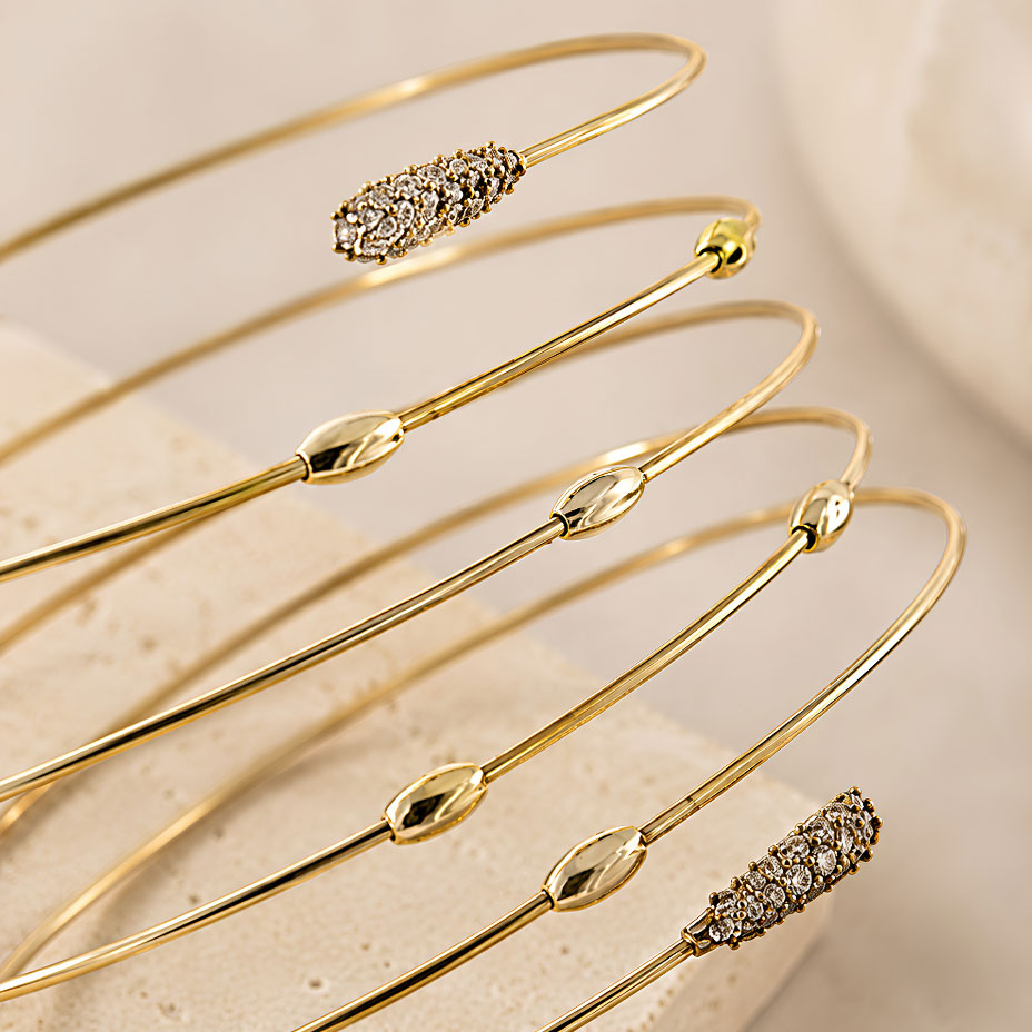 Bracciale Oro Estremi in Diamante e Intrecci con Gocce