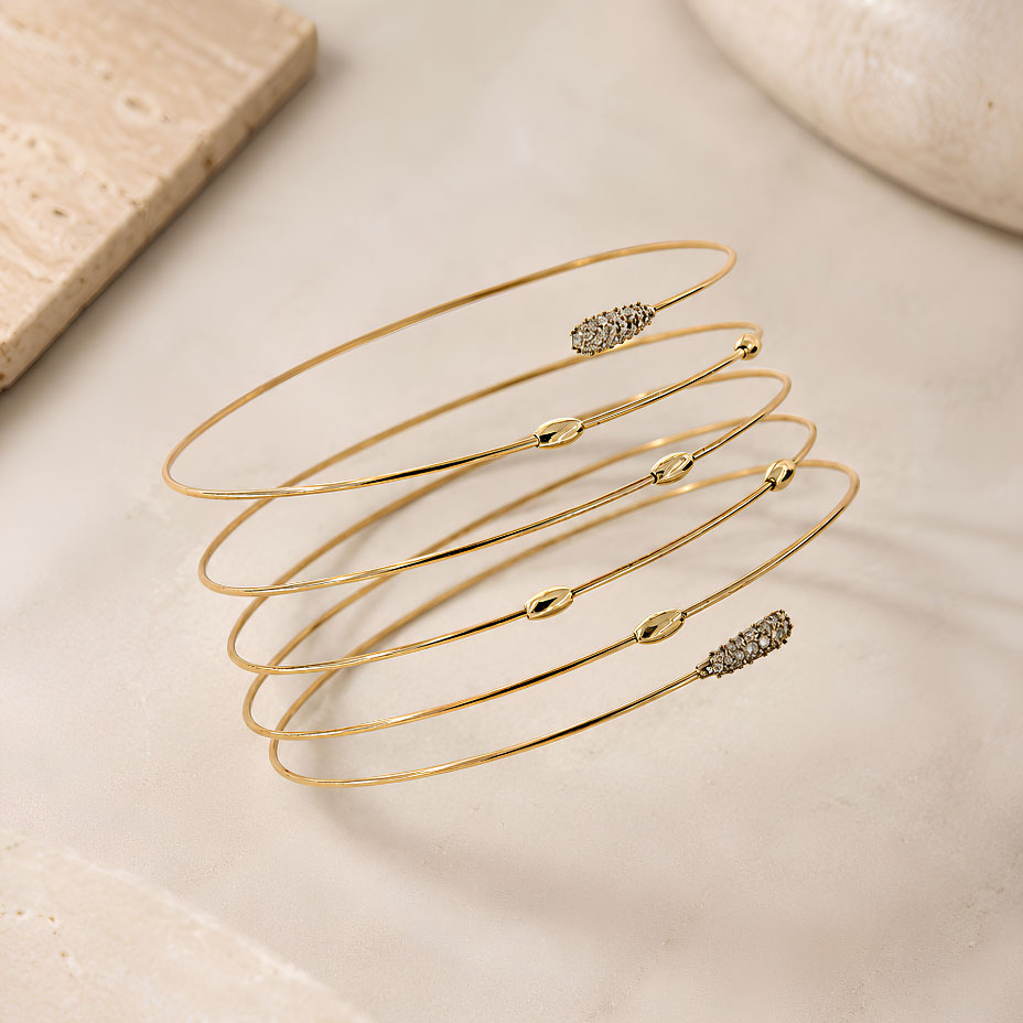 Bracciale Oro Estremi in Diamante e Intrecci con Gocce