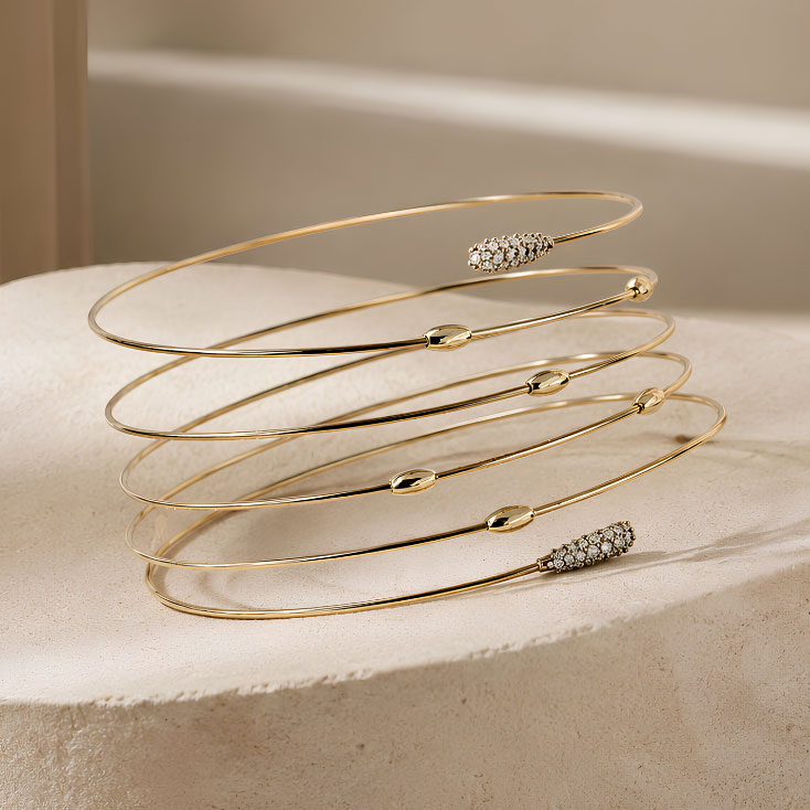 Bracciale Oro Estremi in Diamante e Intrecci con Gocce